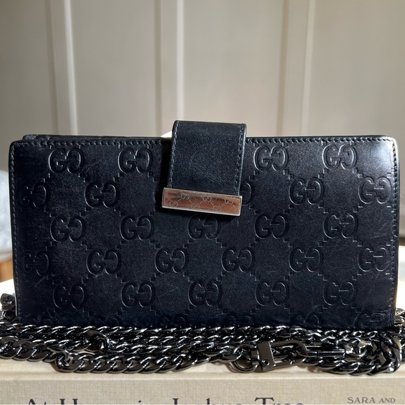 Gucci Handbags - Gucci Guccissima Black Leather Wallet